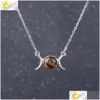 Pendant Necklaces Vintage Crescent Clavicle Necklace Moon Sun Sier Womens Natural Stone Short Girl Drop Delivery Jewelry Pend Dhgarden Dhpud