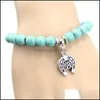 Bracelets de charme 8mm Turquoise Perle Hamsa Main Turc Religions ethniques Bijoux Femmes USA Yoga Drop Livraison Dh7Yt
