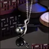 Pendant Necklaces Imitation Tahiti Natural Black Pearl Female Diamond Inlaid Zircon Necklace C3 Drop Delivery Jewelry Pendants Dhehq