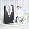 Wrap 20Pcs White Bride And Groom Candy Boxes Lace Ribbon Gift Box for Party Snack Packaging Engagement Wedding Decoration 0207