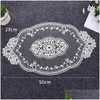 Mats Pads Table European Lace Embroidery Hollow Oval Placemat Antiscald Coffee Bedroom Restaurant Food Fruit Wedding Party Decor D Dhr6Q