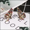 Stud Colorf Crystal Butterfly Wing Earring voor vrouwen Elegant Gold Plating Trendy Party Bruiloft Sieraden Drop levering oorbellen DH5IS