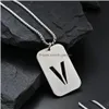 Lettres anglaises titane acier creux militaire marque plaque collier hommes pendentifs 27 pouces Simple Wo Dhgarden Dhyen