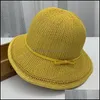 Sombreros de ala ancha Woven Sunsn St Hat absorbente de sudor y transpirable Sun Summer Fashion Mtifunction Mticolor Bow Style Material1 81 W2 Dr Dh2Pv