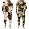 Men's Tracksuits Fashion Luxury Chain Series 3D Print Zipper Hoodie Pants Two Piece Set Hip Hop Streetwear Tracksuit Men/Women Clothing Suit 230207