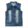 Débardeurs pour hommes Tops 2023 Ripped Jean Veste Denim Gilet Hip Hop Manteaux Gilet Hommes Cowboy Marque Sans Manches Mâle