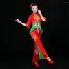 Stage desgaste de roupas de dança folclórica chinesa ternos de calça trajes yango fã de fã de fã de fã de performance ff758
