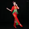 Stage Wear Chinese Folk Dance Clothing Pant Suits Costumes Yango Drum Fan Outfit Performance FF758