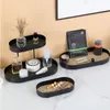 Badrumshyllor Metal Storage Tray Nordic Style 2 Layers Cake Stand Desktop Box Table Seary Party Supply Home Decoration 230207