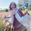 Sombreros Bufandas Conjuntos de guantes Versión coreana del otoño y el invierno Bufanda larga para estudiantes Mujeres Plaid Pelota de piel linda Mantón grande Moda Grueso Cálido