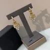 Hoop Crystal Rhinestone Wheat Ear Pendant Earrings Dazzling 18k Gold-Plated Luxury Earrings Fashion Brand Double Partes Wedding Party Gift Jewelry With Box