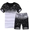 Men's Polos Two-piece Tracksuit Summer Short-sleeved Shorts Set Stylish Fitness Suit Quick Dry Round Collar Solid-colored Sportswear