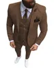 Herrenanzüge Blazer Herrenanzüge 3-teilig Slim Fit Casual Business Champagner Revers Khaki Formeller Smoking für Hochzeit Trauzeugen Blazer Hosen Weste 230207