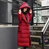 Damskie okopy płaszcze zimowe kurtka dla kobiet długa płaszcz Koreańska moda parkas kobieta ciepłe gęste ubrania eleganckie mujer chaqueta zm1347