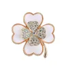 Brosches stift doluo Lucky Leaf Rhinestone Brosch Pin Crystal Botany Flower Ornament Diy Jewelry for Woman Accessories