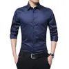 Camisas casuais masculinas Camisa formal Camisa masculina de cor sólida colar de colarinho de peito único outono slim masculino Top Business 230207