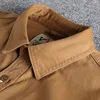 Herren-Freizeithemden, Retro-Männer-Cargo-Hemd, Jacke, Segeltuch, Baumwolle, Khaki, Militäruniform, leichte Freizeit-Arbeitshemden im Safari-Stil, Herren-Oberbekleidung, 230207