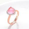 Cluster Rings Silver 925 Rose Gold Gemstone For Women Heart Pink Quartz Wedding Engagement Ring Charm Party Fine Jewets Gifts 2023