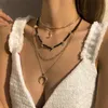 Chaînes couches perles perles collier ensemble bohême goth lune étoile pédant pour les femmes tour de cou bijoux collier charmes