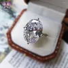 Cluster Rings 925 Sterling Silver Simulation High Carbon Diamond 13 18 MM Super Big Oval Cut Set Ring Quality Is Very Good