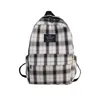 School Bags Women Backpack Fashion Plaid Canvas College Student Teenage Girl Large Capacity Waterproof Travel Rucksack