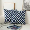 Pillow Royal Blue Cotton Embroidered Pillowcase Home Decoration Geometric Embroidery Yarn Crochet Sofa Back