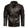 Couro masculino falso primavera outono vintage quente lã jaqueta inverno outwear clássico bolso casual jaquetas casaco 230207