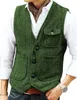 Hommes Gilets Hommes Gilet Brun Chevrons Laine Tweed Col En V Simple Poitrine Rétro Outillage Gilet Homme Gentilhomme D'affaires Gilet Pour Mariage 230207