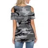 Women's T Shirts Fashion Women O-neck T-Shirts Hollow Out Plus Size Camouflage Printed Short Sleeve Tops Casual Pullover Summer Harajuku