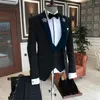 メンズスーツ2023形式の男性スーツ3ピース男性ビジネスジャケットカスタムファッショングルームウェディングタキシードブルーベルベットラペルブレザーベストパンツ