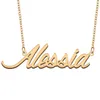 Collier nom Alessia personnalisé pour femmes lettre police étiquette en acier inoxydable or et argent personnalisé plaque signalétique collier bijoux
