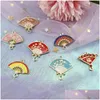 Charms 20Pcs Classics Enamel Handheld Fan Pendants Fit Earring Hair Jewelry Diy Bracelet Accessories Drop Delivery Findings Component Dhnal