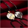 Pendant Necklaces High Quality Round Heart Love Necklace Black And White Embrace Lovers Stainless Steel Cat Jewelry Wholesal Dhgarden Dhne5