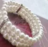 Bracelete de tênis de pérolas de cristal de várias camadas