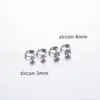 Boucles d'oreilles créoles 925 boucles d'oreilles en argent Sterling mode ronde Zircon 4 6 griffe oreille anneau os boucle Mini mignon tendance sauvage fille bijou