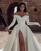 Une ligne robes de mariée gracieuse 2023 hors de l'épaule cou robes de mariée avec détachable train côté fendu satin robe De Novia