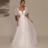 Abiti da sposa scintillanti con maniche a sbuffo in Gilitter, abiti da sposa con lacci sul retro, abito da sposa, papillon, abito da sposa