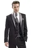 Men's Suits & Blazers Piece Black Men Silver Lapel Wedding Tuxedo Customized Fit Party Modern Fashion Coat Pant VestMen's