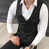 Men's Suits 3 Pieces ( Jacket Vest Pants) Mens Double-breasted Suit Fashion Striped Groom Wedding Tuxedo For Men Casual Business