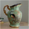 Vasen Europäische Keramikvase Handbemalte Spatzenblumen Dekorative westliche Restaurant-Desktop-Blumen-Retro-Heimdekoration Drop Del Dhco5