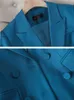 Womens Two Piece Pants Blue Purple Black Women Blazer and Pant Suit Office Ladies Business Work Wear 2 Set Female Long Sleeve Jacket And Trouser 230207