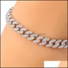 Anklets Bransoletka damska lodowa kubańska link bransoletki złoto sier różowy diamentowy hip hop łańcuch łańcucha ciała 668 q2 Drop dostawa dhxun