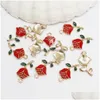 Charms 20Pcs Enamel Romantic Rose Flower Pendant Cute Drip Oil Alloy Valentines Charm For Jewelry Making Supplies Drop Delivery Find Dh3Wx