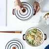 Bowls Japanese Style Ceramic Simple Bowl With Lid Binaural Instant Noodle Creative Household Salad Soup Handle