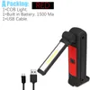 Torce elettriche Torce USB ricaricabili con batteria incorporata 1500Ma Mini torcia LED COB portatile Luce da lavoro di manutenzione