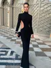 Casual Kleider FSDA Elegante Sexy Backless Frauen Club Cut Out Herbst Winter Kleid Langarm Bodycon Maxi Party Outfite 230207