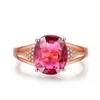 Ringos de cluster moda temperamento nobre rosa diamante vermelho simulado rubi turmalina incrustada zircão anel ajustável Mulheres finas jóias de prata