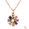 Medalh￵es de cobre por atacado zirc￣o pequeno colar de diamante de flores platina platining cadeia de clav￭culas elegante acess￳rios coreanos dhgarden dhypj