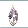 Pendentif Colliers Arc-En-Collier Arbre De Vie Quartz Ovale Pierre Naturelle Drop Delivery Bijoux Pendentifs Dhfsi