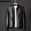 Mens couro Faux Autumn Winter Jacket Coat Men Bomber Motorcycle Plus tamanho 8xl causal vintage Black Biker Pocket Zipper S 230207